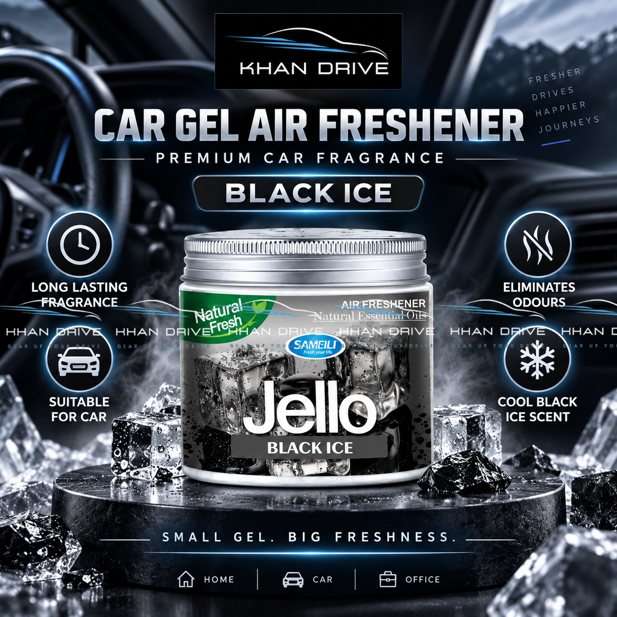 Sameili Jello Car Gel Car Fragrance - Black Ice