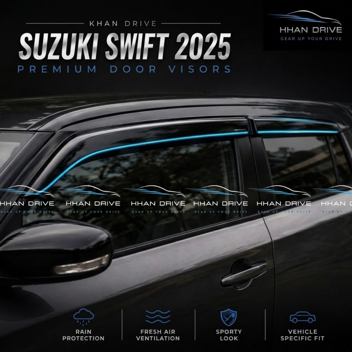 Suzuki Swift 2017-2025 Chrome Door Visor / Air Press