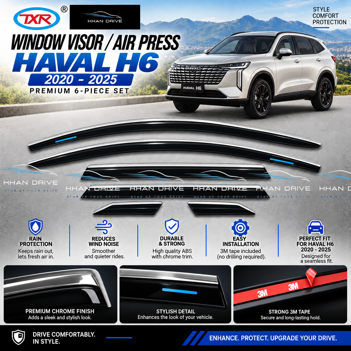 Haval H6 TXR Chrome Air Press / Window Visor