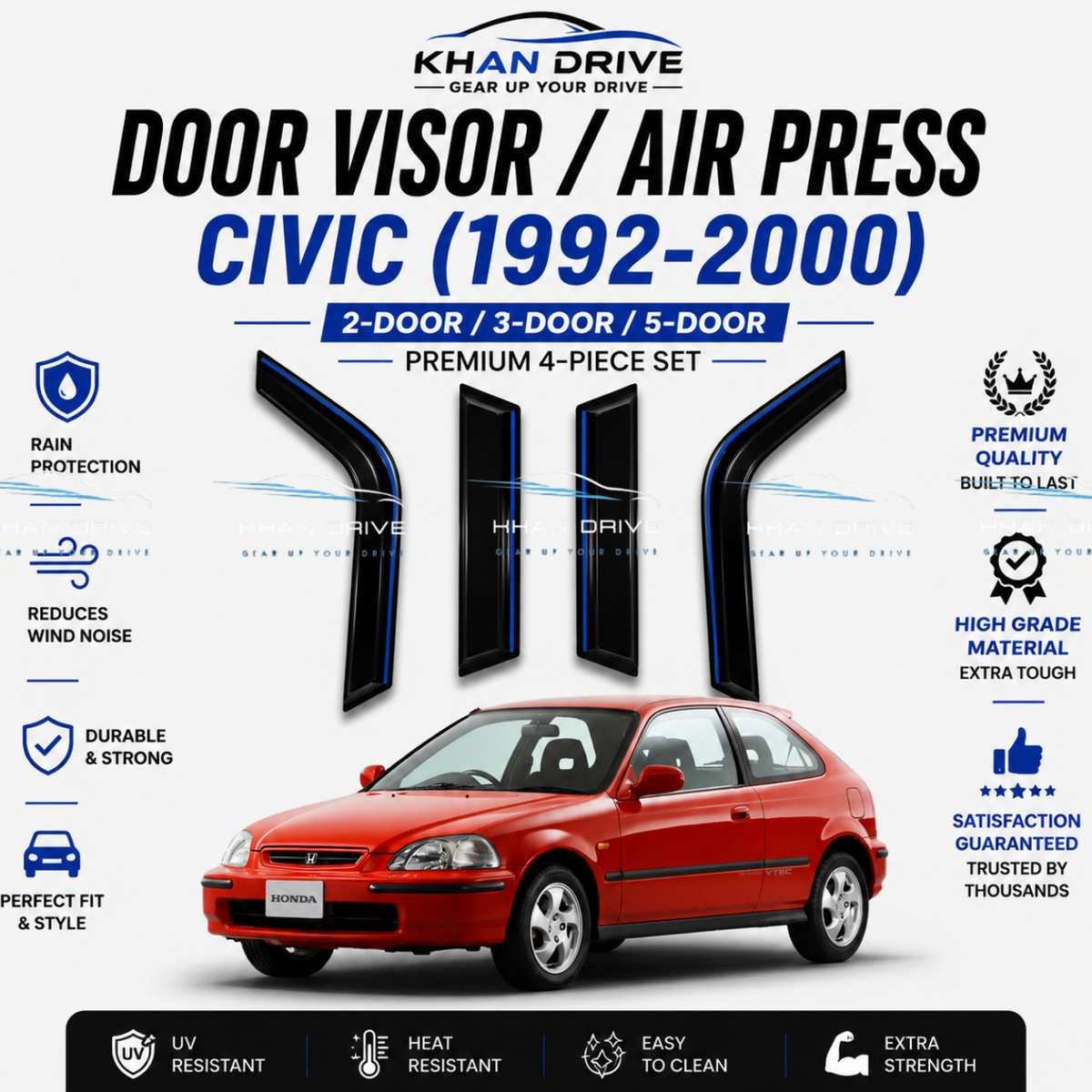 Honda Civic 1995-2001 Chrome Air Press / Sun Visor