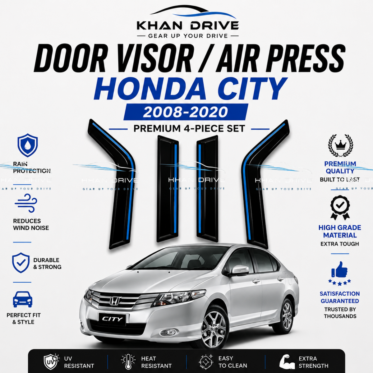 Honda City 2008-2020 Chrome Air Press / Sun Visor