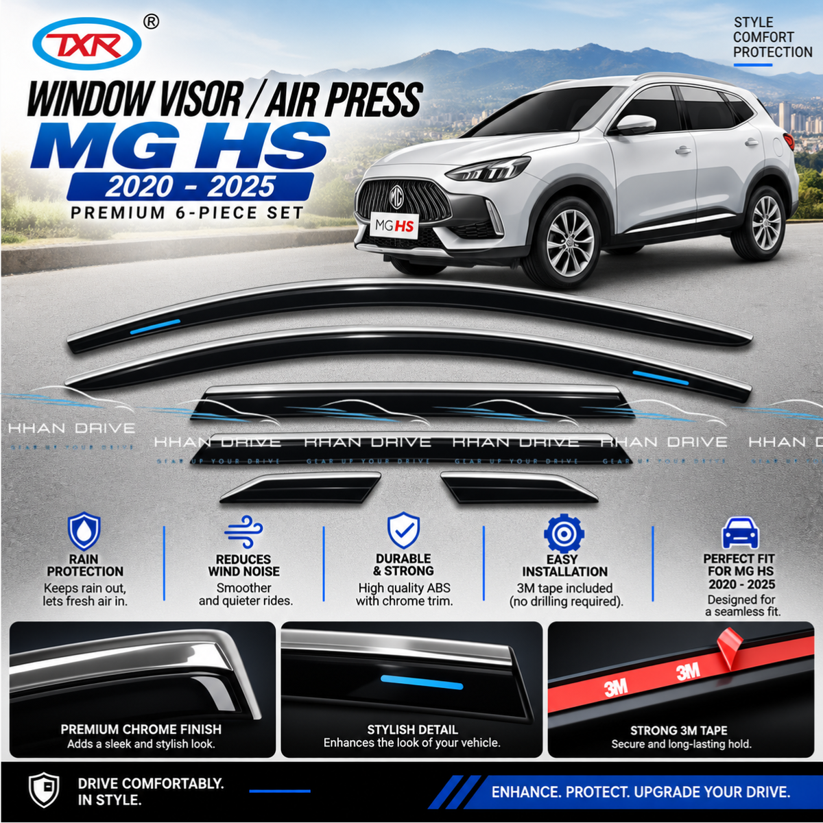 MG HS TXR Chrome Air Press / Sun Visor