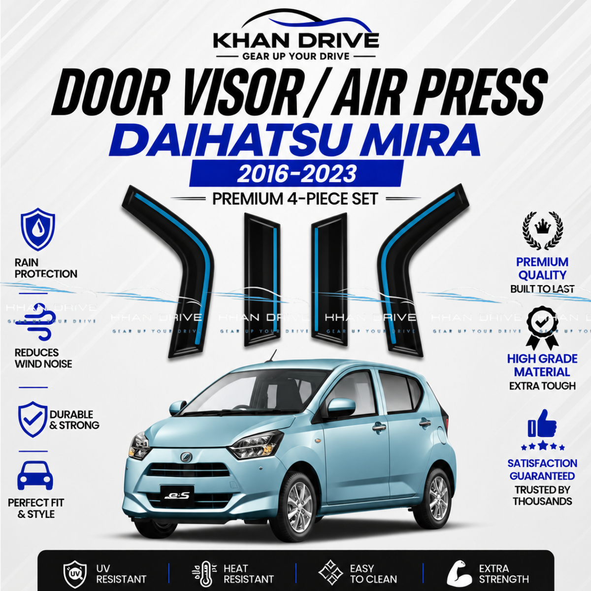 Daihatsu Mira 2016-2025 Chrome Air Press / Door Visor